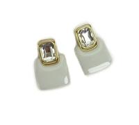 Pendientes cuadrados de metal con espejo exagerado de resina, estilo retro, temperamento femenino, regalo 01