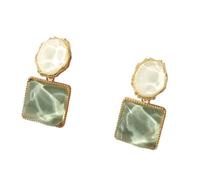 Pendientes cuadrados de resina de piedra morada de moda para mujer, aretes franceses de lujo ligeros, regalos de joyería de moda, talla única, Ágata