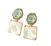 Pendientes cuadrados de resina de piedra morada de moda para mujer, aretes franceses de lujo ligeros, regalos de joyería de moda, talla única, Ágata