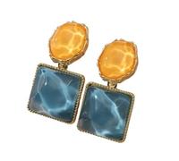Pendientes cuadrados de resina de piedra morada de moda para mujer, aretes franceses de lujo ligeros, regalos de joyería de moda, talla única, Ágata