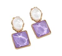Pendientes cuadrados de resina de piedra morada de moda para mujer, aretes franceses de lujo ligeros, regalos de joyería de moda, talla única, Ágata