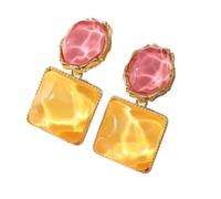 Pendientes cuadrados de resina de piedra morada de moda para mujer, aretes franceses de lujo ligeros, regalos de joyería de moda, talla única, Ágata