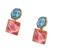 Pendientes cuadrados de resina de piedra morada de moda para mujer, aretes franceses de lujo ligeros, regalos de joyería de moda, talla única, Ágata