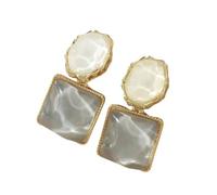 Pendientes cuadrados de resina de piedra morada de moda para mujer, aretes franceses de lujo ligeros, regalos de joyería de moda, talla única, Ágata