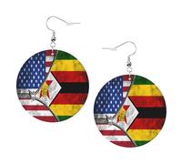Pendientes Cuero Bandera De Estados Unidos Y Bandera De Zimbabue Pendiente De Lágrima Ligeros Aretes De Lágrima Moda Pendientes De Gota Para Decoración Cumpleaños Fiesta