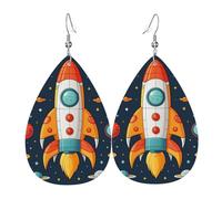 Pendientes Cuero Para Mujeres Clipart De Cohete, Nave Espacial Colgante Oreja Moda Personalidad Pendientes De Colgante, Para Valentine'S Day, Fiesta, Ouple