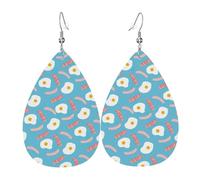 Pendientes Cuero Para Mujeres Estampado De Huevo De Hot Dog Colgante Oreja Personalidad Pendientes De Lágrima, Para Fiesta, Cumpleaños, Mujeres