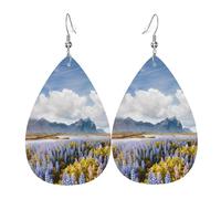 Pendientes Cuero Para Mujeres Flower De Lupino En Un Día Soleado Colgante Oreja Decoración De Disfraces Pendientes Decorativos, Para Niñas, Mujeres, Cumpleaños