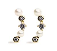 Pendientes Curie de Perlas Cultivadas de Agua dulce blancas tipo botón de 3.5-4mm y Circonita | Secret & You | Plata de Ley de 925 milésimas bañada en Oro de 18K