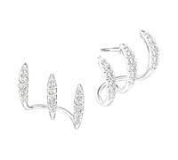 Pendientes curvos para mujer, acento de piedra de triple hilera con forma de marco de oreja adecuado para ir trabajo y looks de fiesta