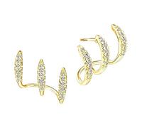 Pendientes curvos para mujer, acento de piedra de triple hilera con forma de marco de oreja adecuado para ir trabajo y looks de fiesta