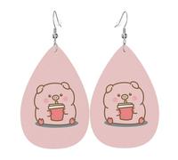 Pendientes Cute Cartoon Pigs Pattern Pendientescolgantes Moda Pendientesde Piel Sintética Decoración Aretes Colgantes Para Varias Ocasiones De Fiesta Mujeres Fiesta