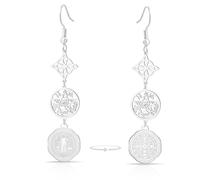 Pendientes De Acero Inoxidable Con Triple Protección Nudo De La Bruja Tetragrámaton Pentagrama Medalla De San Benito Amuleto Pagano Y De Brujería Joyería Para Mujeres Y Hombres
