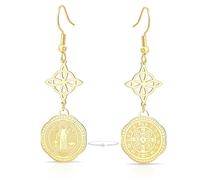 Pendientes De Acero Inoxidable Con Triple Protección Nudo De La Bruja Tetragrámaton Pentagrama Medalla De San Benito Amuleto Pagano Y De Brujería Joyería Para Mujeres Y Hombres