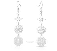 Pendientes De Acero Inoxidable Con Triple Protección Nudo De La Bruja Tetragrámaton Pentagrama Medalla De San Benito Amuleto Pagano Y De Brujería Joyería Para Mujeres Y Hombres