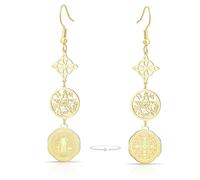 Pendientes De Acero Inoxidable Con Triple Protección Nudo De La Bruja Tetragrámaton Pentagrama Medalla De San Benito Amuleto Pagano Y De Brujería Joyería Para Mujeres Y Hombres