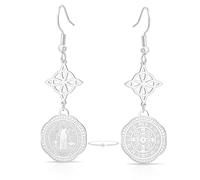 Pendientes De Acero Inoxidable Con Triple Protección Nudo De La Bruja Tetragrámaton Pentagrama Medalla De San Benito Amuleto Pagano Y De Brujería Joyería Para Mujeres Y Hombres