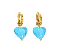 Pendientes de acero inoxidable en forma de corazón de color caramelo, cristal dulce en verano en Europa y América., Metal