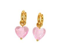 Pendientes de acero inoxidable en forma de corazón de color caramelo, cristal dulce en verano en Europa y América., Metal