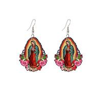 Pendientes de acrílico con colgante de la Virgen María Madre de Dios, aretes acrílicos pequeños y gruesos, talla única, Acrílico, Sin piedra preciosa