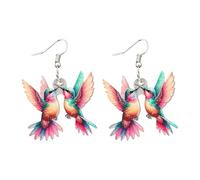 Pendientes de acrílico con colgante de pájaro 2D | Accesorio perfecto para el uso diario y aspecto casual, aretes de segundo agujero, talla única, Acrílico, Sin piedra preciosa