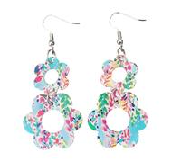 Pendientes de acrílico con estampado de flores y leopardo, gancho elegante para los amantes de la moda Pendientes ligeros para las mujeres, talla única, como se describe