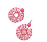 Pendientes de acrílico, Pendientes Personalizados de Moda, Estilo étnico, Lunares geométricos, Pendientes Redondos en Forma de Gota, Coloridos Pendientes de Estilo Festivo para Mujer, Rosa roja,