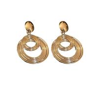 Pendientes de aguja de plata de círculo de múltiples capas metálicas con personalidad de moda, temperamento de alta gama, pendientes geométricos para mujeres