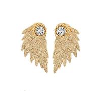 Pendientes de alas de ángel con plumas, estilo retro, joyería de diamantes de imitación, accesorios de aleación de zinc, oro creativo y exquisito, proceso profesional