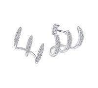 Pendientes de aleación curvados de tres puntas en dos tonos clásicos para eventos diarios y formales, aretes de tres puntas, One Size, como se describe, como se describe