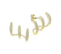 Pendientes de aleación curvados de tres puntas en dos tonos clásicos para eventos diarios y formales, aretes de tres puntas, One Size, como se describe, como se describe