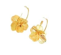 Pendientes de aleación de oro elegantes de gran tamaño con flores para orejas, accesorios dulces y delicados para ocasiones especiales, aretes de flores grandes exagerados, talla única, como se