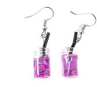 Pendientes de aleación de vidrio estilo popular Pendientes adorables Aspecto perfectamente casual Eardrop, uva violetaInteligente y atractivo.