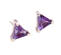 Pendientes de alejandrita natural de en plata de ley 925 bañada en plata | Pendientes con forma de trillón, estilo minimalista para mujer | LK_VSTD_0600