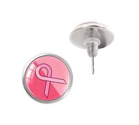 Pendientes de apoyo para el cáncer de mama de moda, piedras preciosas, construcción de cristal, adecuados para ocasiones profesionales y recreativas, pendientes de moda sostenibles, Einheitsgröße
