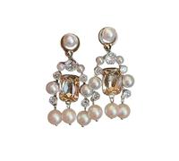 Pendientes de araña en con circonita cúbica en champán para uso formal, joyería nupcial de color champán