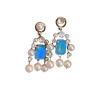 Pendientes de araña en con circonita cúbica en champán para uso formal, joyería nupcial de color champán