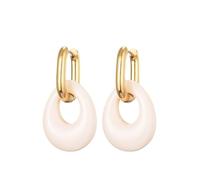 Pendientes de aro, aretes ovalados acrílicos de resina de color caramelo para mujer, acero inoxidable dorado, ligeros, colgantes, talla única, Ágata