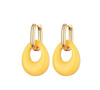 Pendientes de aro, aretes ovalados acrílicos de resina de color caramelo para mujer, acero inoxidable dorado, ligeros, colgantes, talla única, Ágata