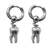 Pendientes de aro chapados en plata con hebilla de acero inoxidable minimalista, aretes colgantes de joyería punk, aretes de aro de regalo, talla única, como se describe, como se describe