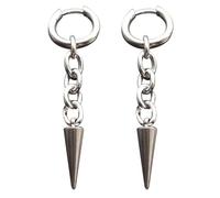 Pendientes de aro chapados en plata con hebilla de acero inoxidable minimalista, aretes colgantes de joyería punk, aretes de aro de regalo, talla única, como se describe, como se describe