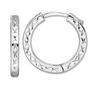 Pendientes de aro chapados en rodio con corte brillante de 3 x 23 mm, tubo cuadrado con bisagras y cierre de seguridad, 22,6 x 23,3 mm de ancho, 3 mm de grosor, regalo de joyería para mamá, talla
