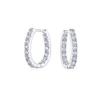 Pendientes de Aro Clásicos de Boda en Forma Ovalada de Tamaño Mediano Continuos por Dentro y por Fuera con AAA CZ para Mujeres Fiesta de Graduación Circonita Cúbica .925 Plata de Ley Diámetro de 0.60