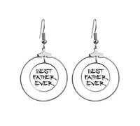 Pendientes de aro colgantes con cita en inglés "Best Father Ever Dad"