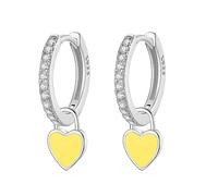 Pendientes De Aro Colgantes Con Forma De Corazón Esmaltado En Plata De Ley 925 Para Mujer, Para Bodas, Fiestas, Joyería Fina Y Deslumbrante Con Circonita Cúbica.
