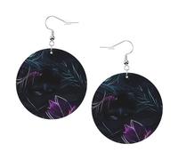 Pendientes de aro colgantes de piel con estampado misterioso negro para mujer, perfectos para fiestas de disfraces y accesorios para niñas, talla única, Cuero