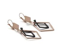 Pendientes de aro colgantes para mujer, únicos con rombos huecos de acero inoxidable, Acero inoxidable, No es una piedra preciosa