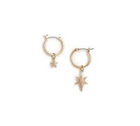 Pendientes de aro con charm de estrella celestial de AllSaints. Pendientes hipoalergénicos colgantes con cierre de clic. Color blanco