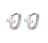 Pendientes de Aro con Cruz para Mujer, Pequeños Pendientes Cruz Cristiana para Cartílago y Hélice Delicados Regalos Boda (Plata)