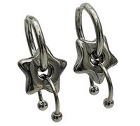 Pendientes de aro con dije de estrella pulida, par colgante en tono plateado con colgante escultural de puntas, detalle de 3 cm de para joyería de uso diario y looks de fiesta Par de de de